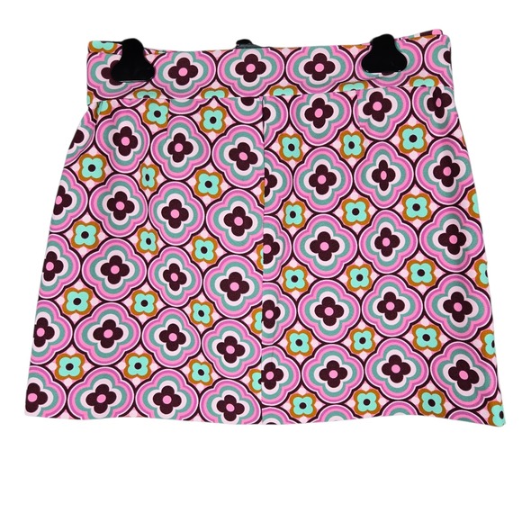 Zara Mini Skirt Womens Size S Pink Geometric Floral Belted Retro Mod - Picture 5 of 9
